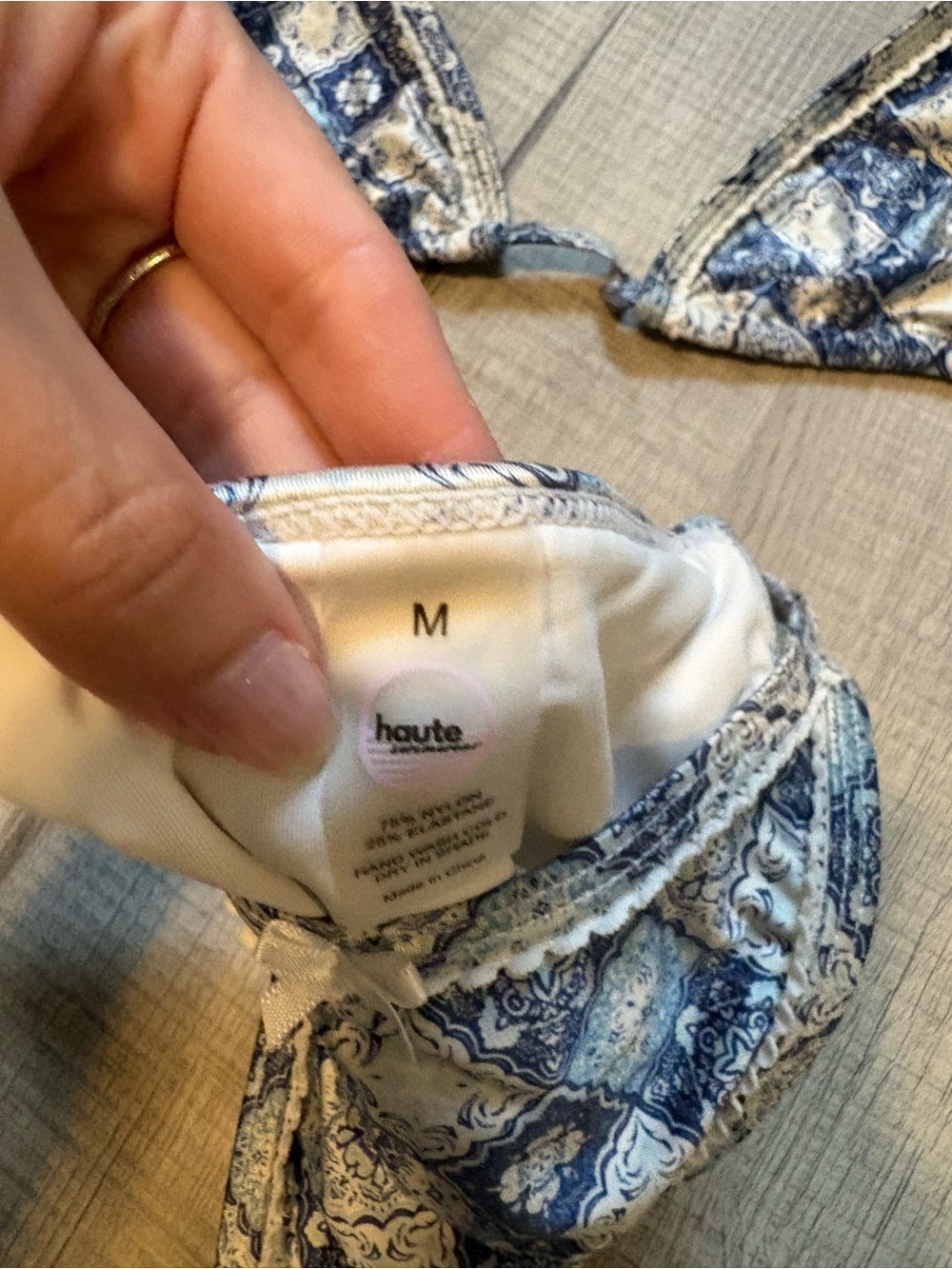Blue Tile Print Triangle Bikini Set - Picture 2 of 3
